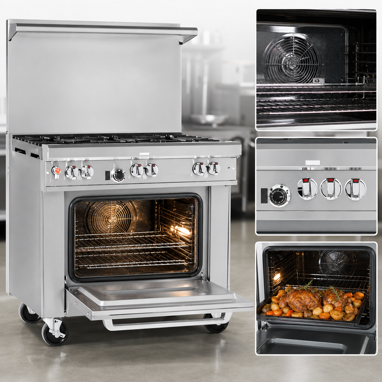 Product image #4 for Ultimate 36-Inch Commercial Gas Range with 5 Open Burners and Convection Oven