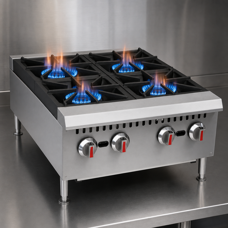 Product image #4 for Serv-Ware SHPS-24 24-Inch 4-Burner Natural Gas Hot Plate with Legs
