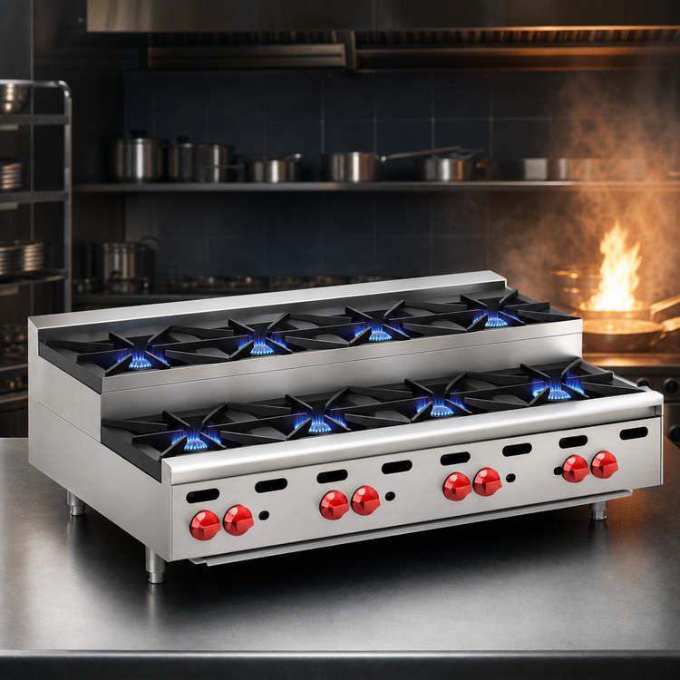 Product image #4 for Wolf Achiever 48-Inch Gas Countertop Hotplate with 4 Open Burners, 4 Step-Up Burners, 240,000 BTU