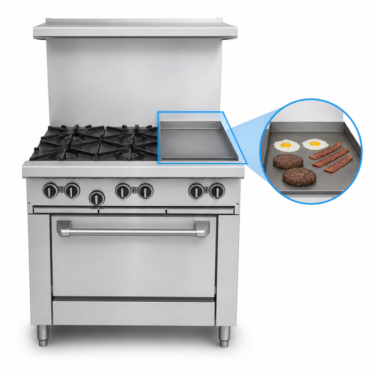 Product image #4 for Garland US Range U36-4G12S 36-Inch Gas Restaurant Range with 4 Open Burners, 12-Inch Griddle, and Storage Base