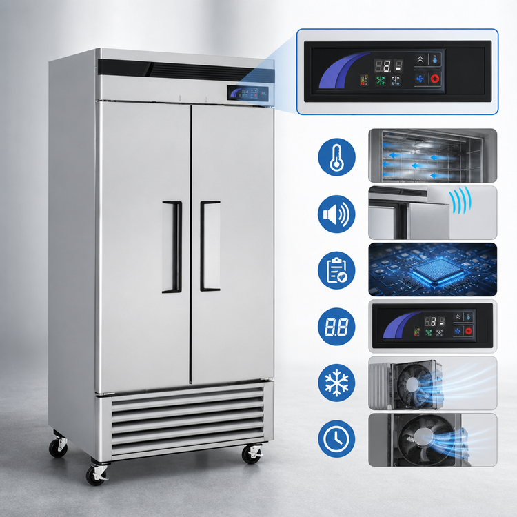 Product image #4 for Turbo Air Super Deluxe Two-Section Reach-In Refrigerator, Bottom Mount, Solid Doors, 29.19 Cu. Ft.
