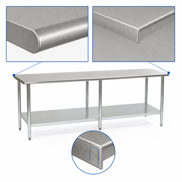 Product image #4 for Eagle Group Budget Series Flat Top 144 in. W x 36 in. D 430 Stainless Steel Work Table with Adjustable Undershelf