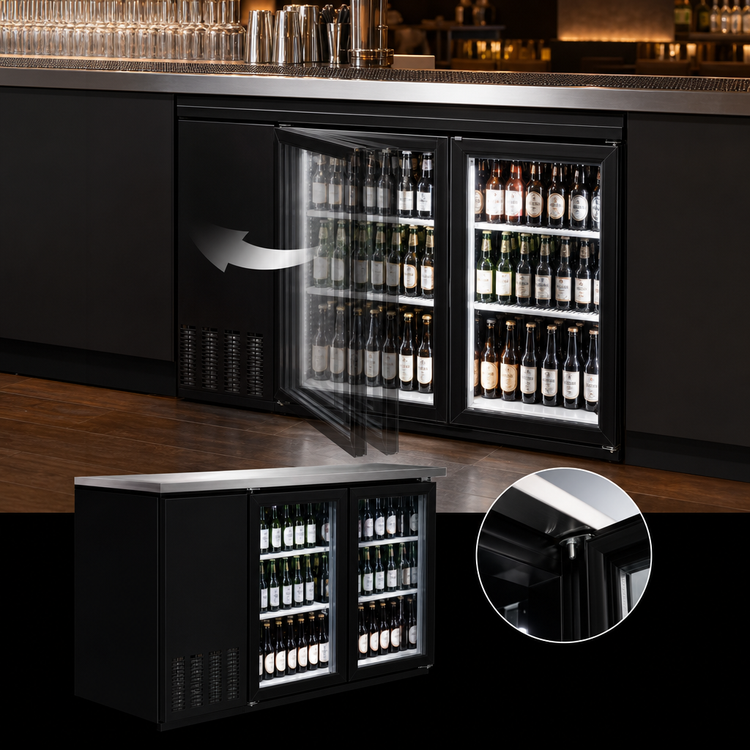 Product image #4 for Serv-Ware 49-Inch Two-Door Glass Door Back Bar Bottle Cooler, 10 Cu. Ft., Self-Contained