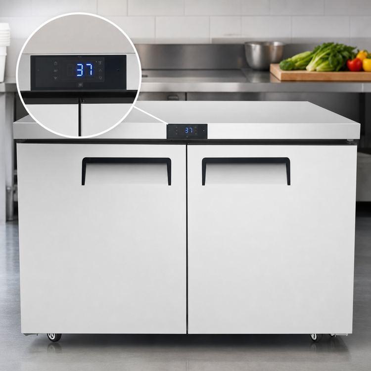 Product image #5 for Atosa Two-Section Undercounter Reach-In Refrigerator, 48-1/4 Inch W, 13.38 Cu. Ft., Solid Doors