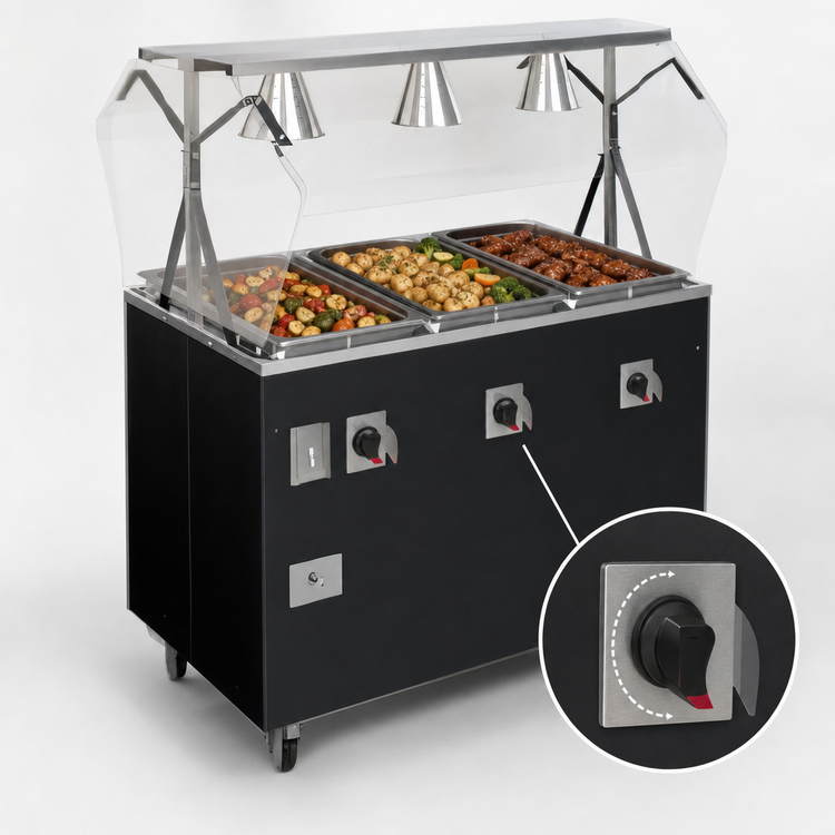 Product image #4 for Vollrath 2-Series Affordable Portable Deluxe 4-Well Mobile Hot Food Station, 60 Inch Wide