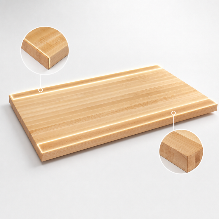 Product image #4 for John Boos Boos Block KCT6036-O 60 x 36 x 1-1/2 Inch Edge Grain Maple Kitchen Countertop