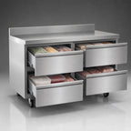 Thumbnail image #4 for Delfield STD4560NP 60-Inch Two-Section Undercounter Worktop Freezer with 4 Drawers, Stainless Steel, 4-Inch Backsplash