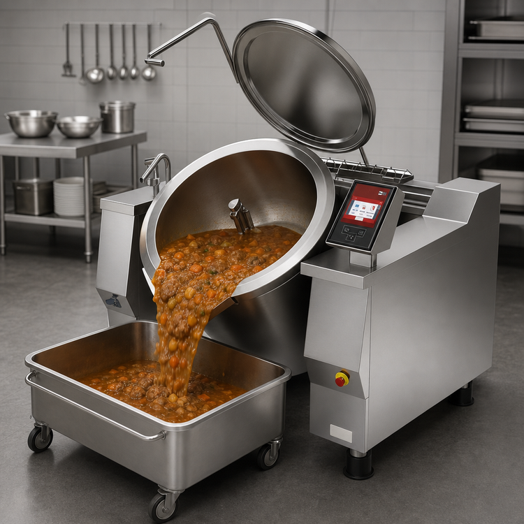 Product image #4 for Cucimix UCBTE082V1 82 Gallon Electric Tilting Skillet Braising Pan with Automatic Mixer