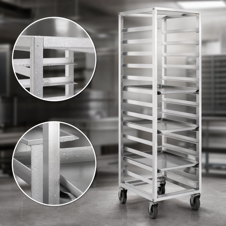 Product image #4 for Channel Manufacturing Standard Heavy-Duty Series Single Section Aluminum End-Load Bun Pan Oven Rack, 15-Pan Capacity