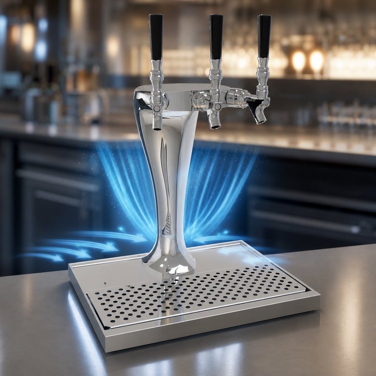 Product image #4 for Glastender Cobra 3-Faucet Countertop Air-Cooled Draft Dispensing Tower, Mirror Finish