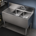 Thumbnail image #4 for Glastender Two-Compartment Stainless Steel Underbar Sink Unit with Left Drainboard, 36 x 19 Inches