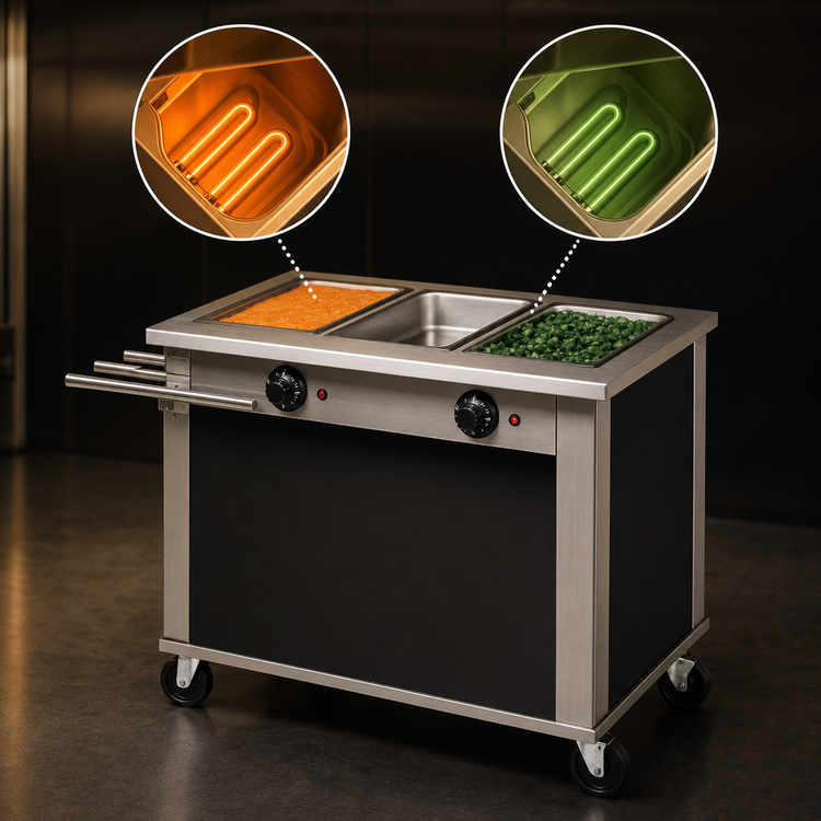 Product image #4 for DineXpress DXP2HF 2-Well Electric Mobile Hot Food Counter