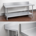 Thumbnail image #4 for Duke 144-Inch x 36-Inch 16-Gauge 300 Series Stainless Steel Work Table with 4.59-Inch Riser and Galvanized Undershelf