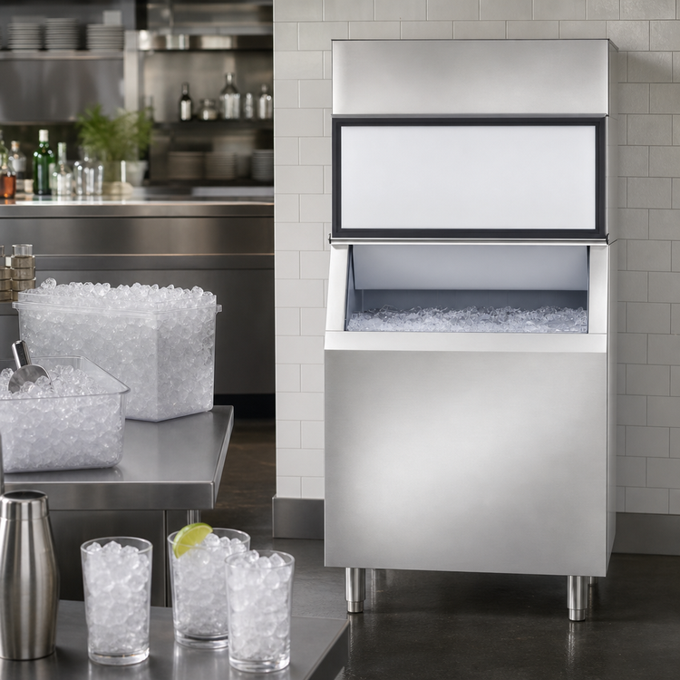 Product image #4 for Maxx Ice 30-Inch Modular Full Dice Ice Machine with 400 lb Storage Bin, Air-Cooled, 460 lb/Day