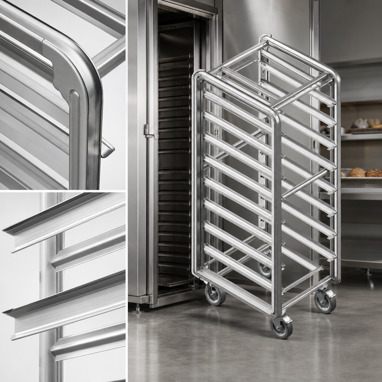 Product image #4 for Baxter Heavy Duty Stainless Steel Single Side Load Rack for Single Rack Ovens, 20 Slides
