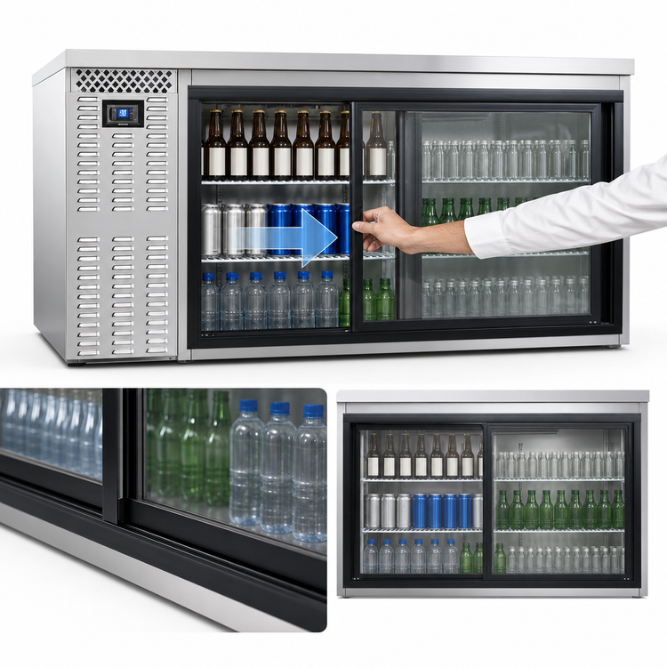 Product image #4 for Continental Refrigerator BB69SNSSSGD 69" Shallow Depth Refrigerated Back Bar Cooler with Sliding Glass Doors
