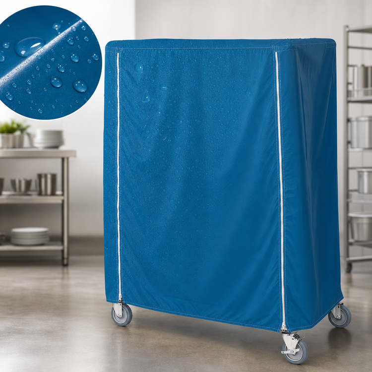 Product image #4 for Metro 60 x 18 x 54 Inch Mariner Blue Waterproof Banquet Cart Cover with Velcro Fastener