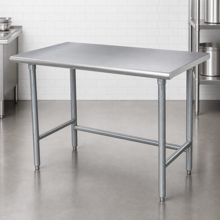 Product image #4 for Advance Tabco 84-Inch x 36-Inch 16-Gauge 304 Stainless Steel Work Table with Galvanized Legs