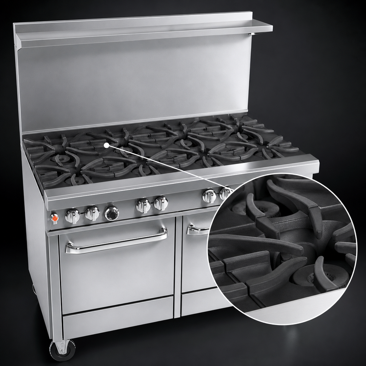 Product image #4 for Southbend Ultimate 48-Inch Gas Restaurant Range with 7 Open Burners, Standard Oven, Cabinet Base, and Hi-Shelf