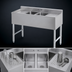 Thumbnail image #4 for Sapphire Manufacturing Two-Compartment Underbar Sink with Dual Drainboards, 48 Inches