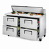 Thumbnail image #4 for True 60-Inch Two-Section Sandwich/Salad Prep Table with 4 Drawers and 16-Pan Top
