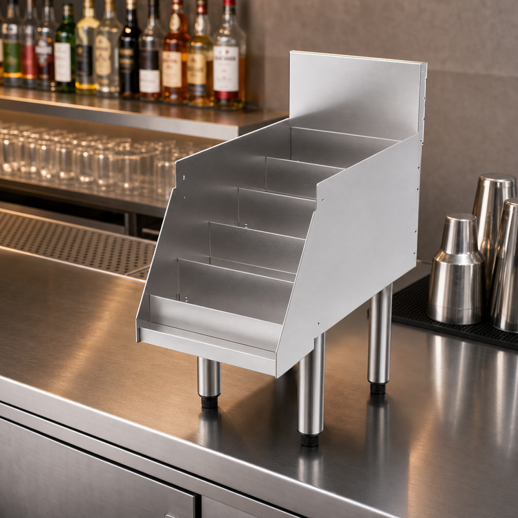 Product image #5 for Top Shelf TS Series Freestanding Stainless Steel Underbar Liquor Bottle Step Display, 12 x 24 Inches, 5-Step