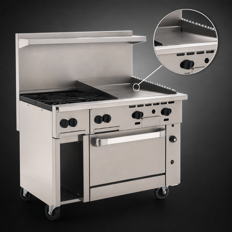 Product image #4 for Wolf Challenger XL 48-Inch Gas Restaurant Range with 4 Open Burners, 24-Inch Griddle, and Standard Oven