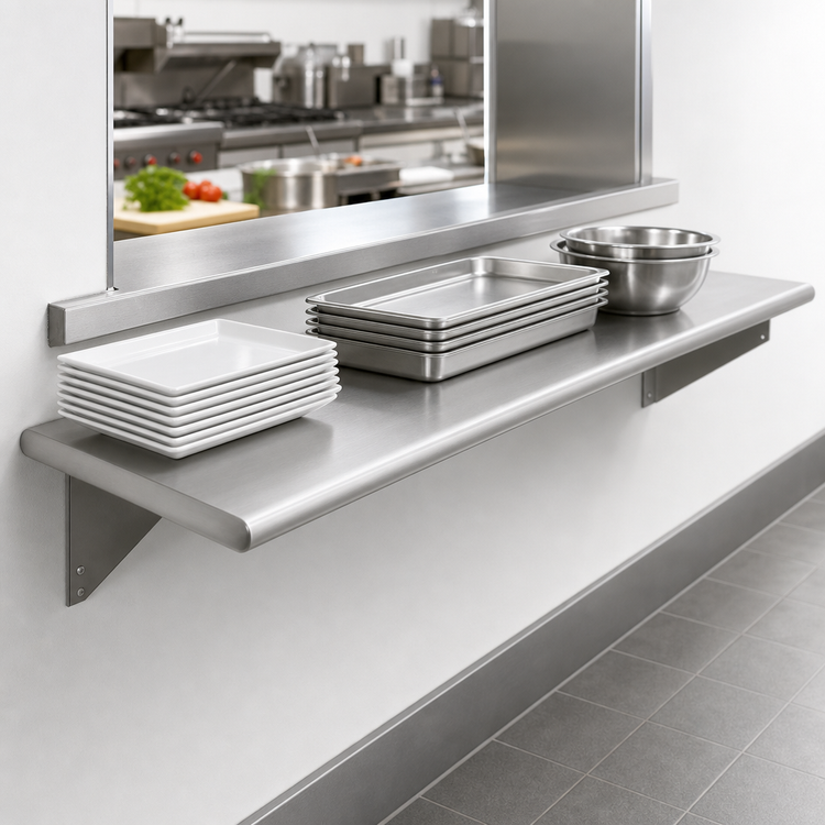 Product image #4 for Eagle Group 96-Inch x 18-Inch Pass-Thru Stainless Steel Shelf