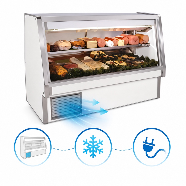 Product image #4 for Howard-McCray 34E Series Endless Design Self-Contained Deli Meat & Cheese Service Case with LED Lighting and Stainless Steel Top, 52.5 Inch W, White