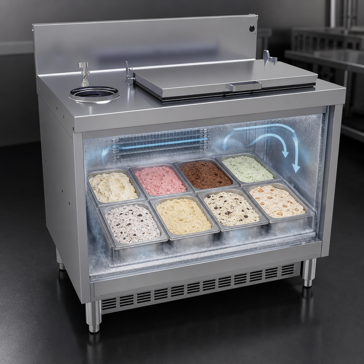 Product image #4 for Glastender Freestanding Underbar Ice Cream Dipping Cabinet with Self-Contained Refrigeration, 36-Inch Wide