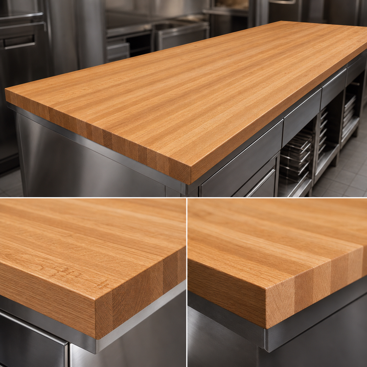 Product image #4 for John Boos Appalachian Red Oak Edge Grain Kitchen Countertop, 108 Inch x 25 Inch x 1-1/2 Inch, Penetrating Oil Finish