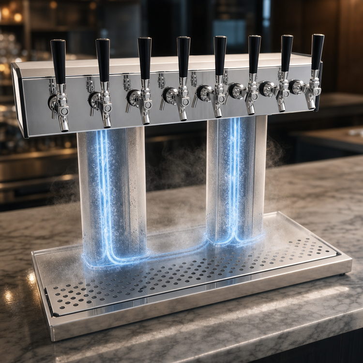 Product image #4 for Glastender Countertop Glycol-Cooled Tee Draft Dispensing Tower with 8 Faucets