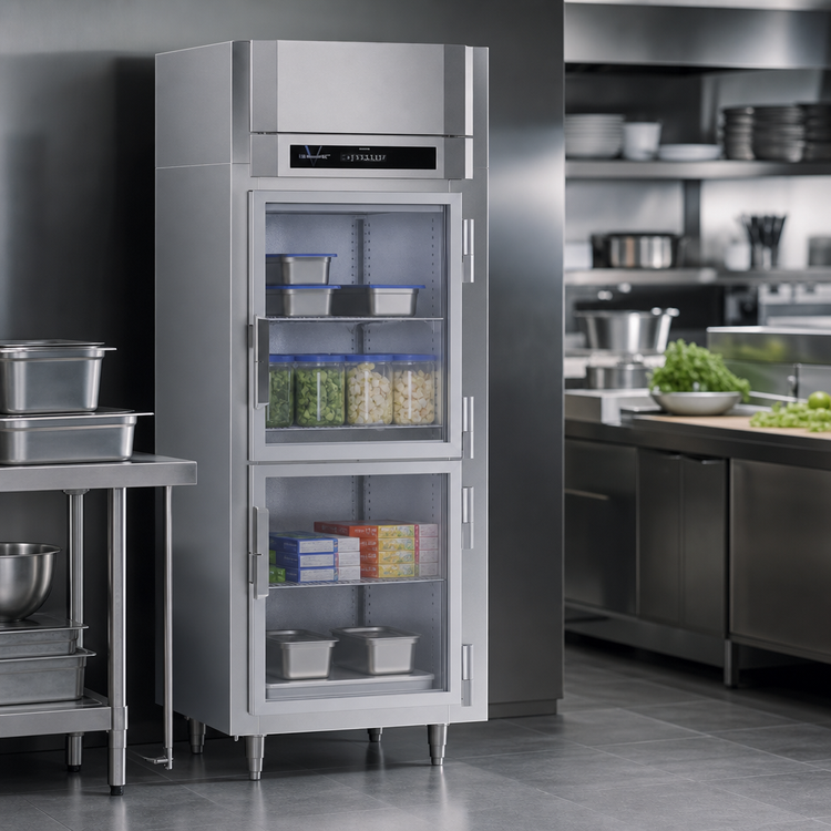 Product image #4 for Victory UltraSpec Shallow Depth 1-Section Reach-In Freezer with 2 Half-Height Glass Doors, 20.15 Cu. Ft.