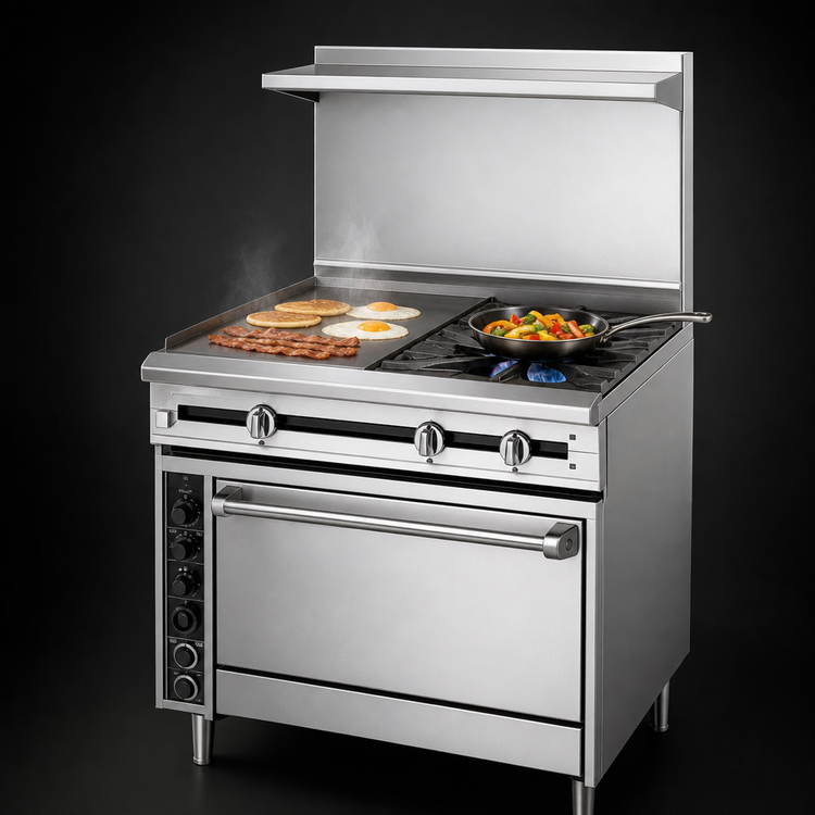 Product image #4 for Jade Titan JTRH-18G-1HT-36 36-Inch Heavy Duty Gas Range with 18" Griddle, 18" Hot Top, and Standard Oven