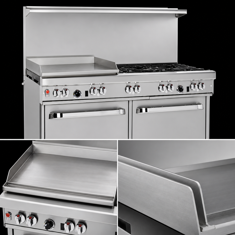 Product image #4 for Southbend Ultimate 60-Inch Gas Restaurant Range with 4 Pyromax Open Burners, 24-Inch Griddle/Broiler, Convection Oven and Cabinet Base
