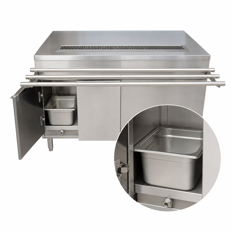 Product image #4 for BK Resources 60 Inch Cashier-Serve Counter with Hinged Doors and Door-Side Urn Trough