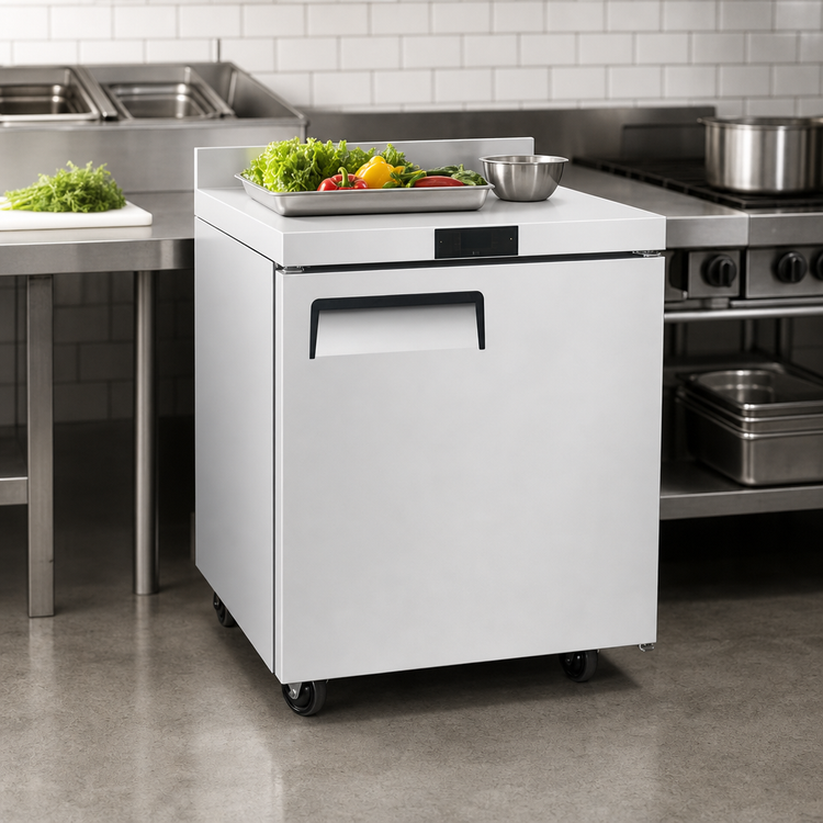 Product image #5 for Atosa 27-1/2" One-Section Worktop Refrigerator with Backsplash, Solid Door, 7.2 Cu. Ft.