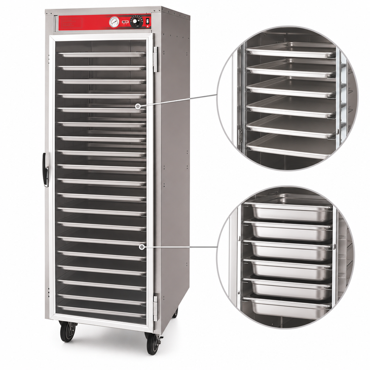 Product image #4 for Vulcan Mobile Non-Insulated Heated Holding Cabinet Cart with Glass Door, 18 Sheet Pan / 36 Steam Table Pan Capacity