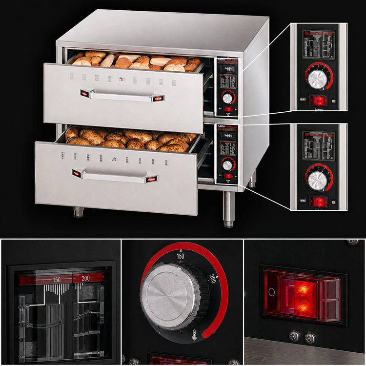 Product image #4 for Hatco HDW-2 Freestanding Two-Drawer Standard Width Stainless Steel Drawer Warmer