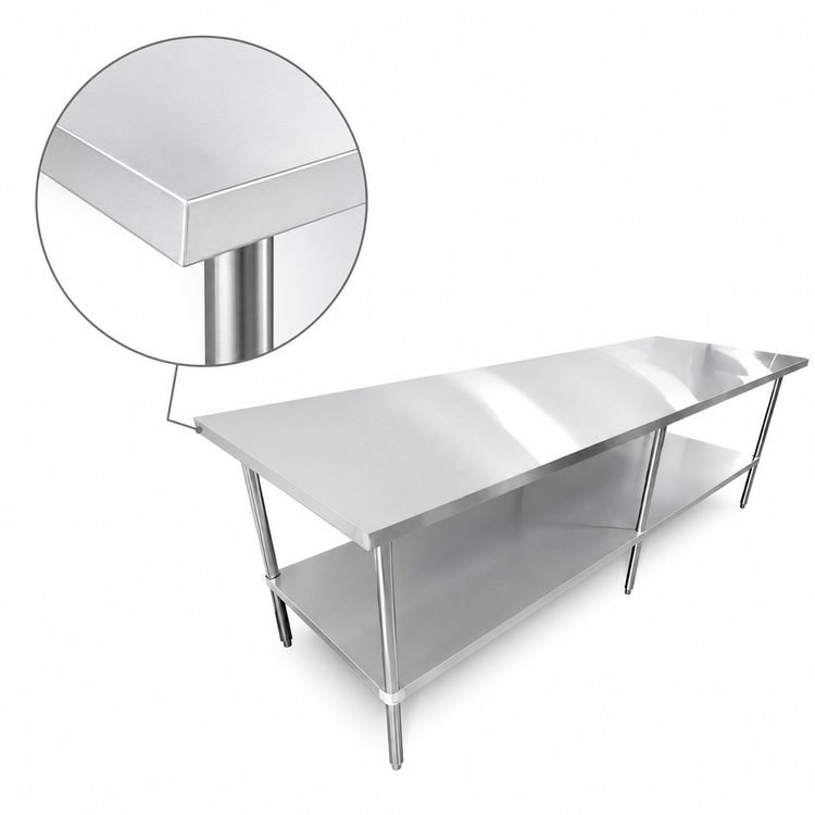 Product image #4 for Sapphire 108-Inch Stainless Steel Flat-Top Cocktail Station Worktable with Undershelf
