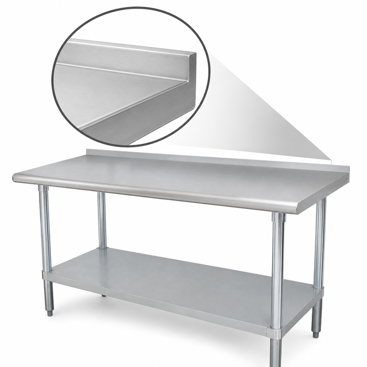 Product image #4 for Advance Tabco Stainless Steel Work Table with Adjustable Undershelf, 108"W x 36"D, 1-1/2" Rear Upturn