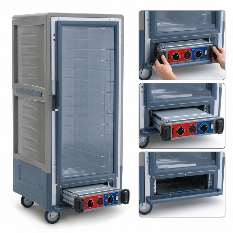 Product image #4 for Metro C5 3 Series 3/4 Height Heated Holding and Proofing Cabinet with Clear Polycarbonate Door, Gray Insulation Armour, Low Watt, Mobile