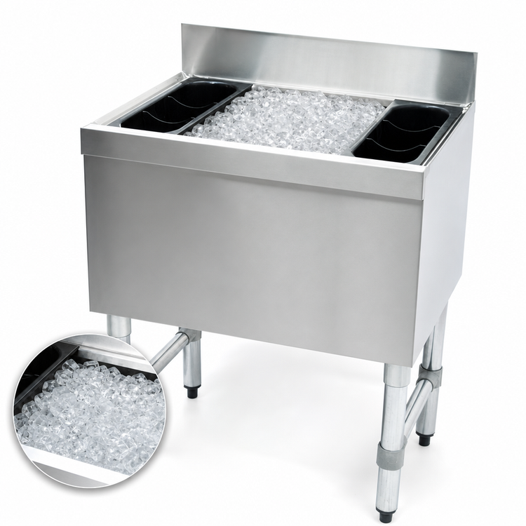 Product image #4 for Advance Tabco Special Value Series 36-Inch Wide Underbar Cocktail Unit with 12-Inch Deep Ice Bin