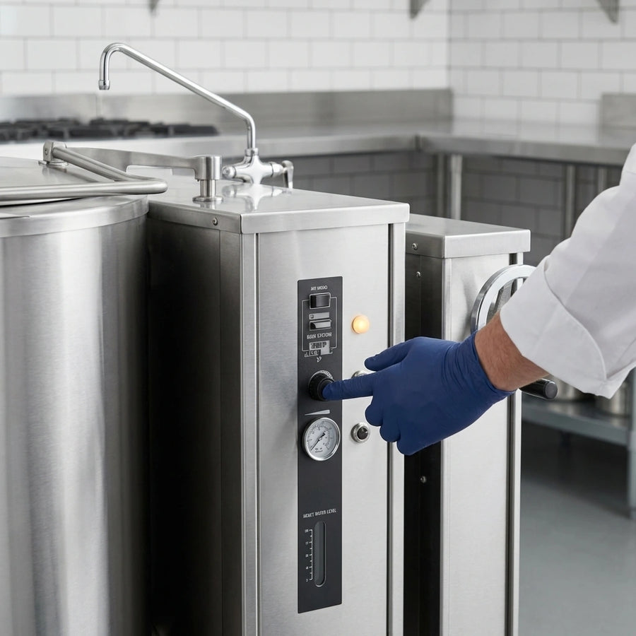 Effortlessly and safely start your Crown GLT-30 steam kettle with its reliable electronic ignition system.