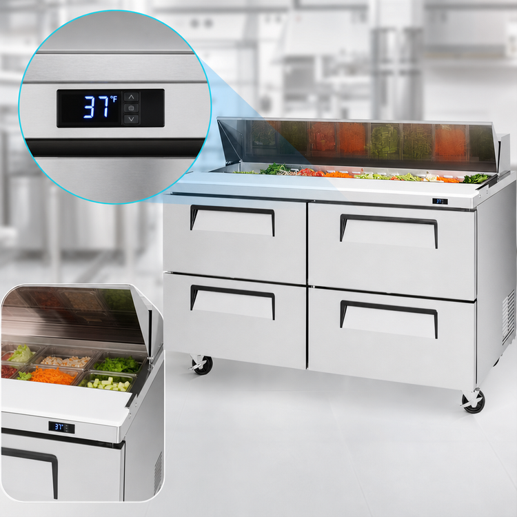Product image #4 for Turbo Air Super Deluxe 60-Inch 2-Section 4-Drawer Sandwich/Salad Prep Table Refrigerator