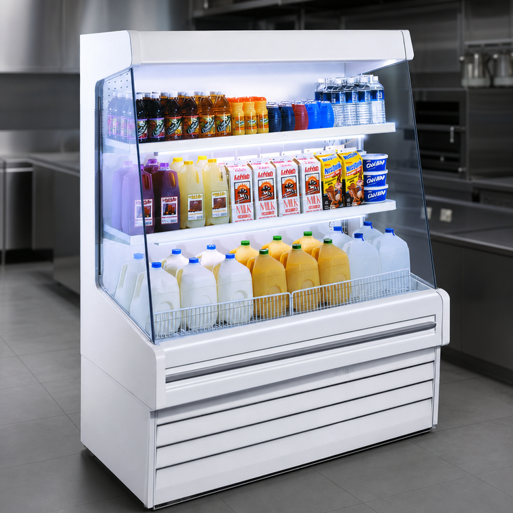 Product image #4 for Howard-McCray Ovation Series Dairy Open Merchandiser, 99-Inch Wide, 2 Rows of Lighted Shelves, Self-Contained Refrigeration