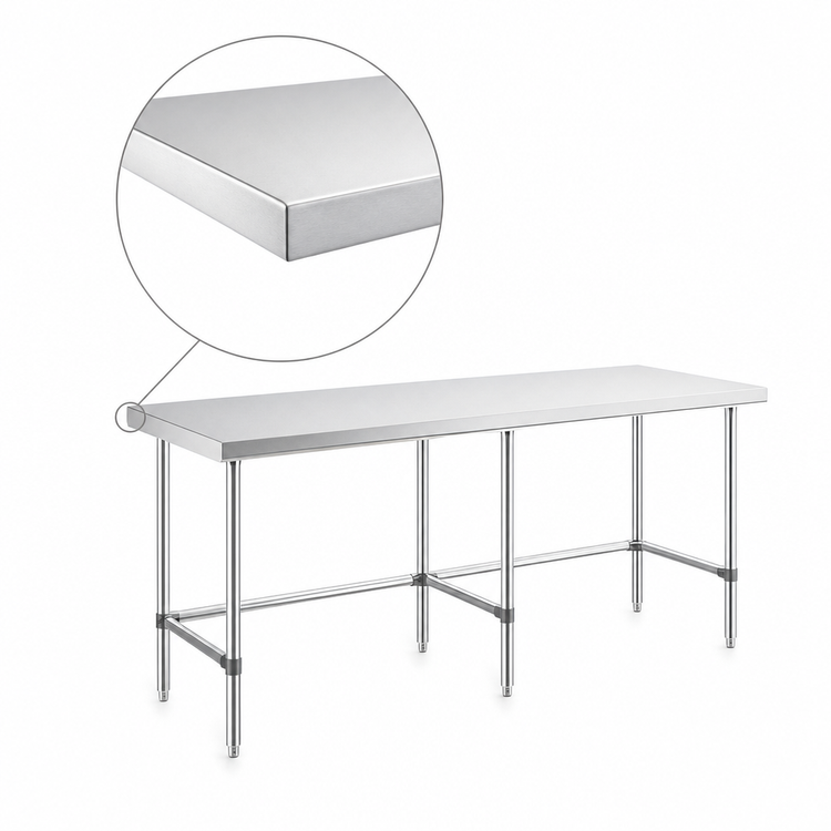 Product image #4 for Sapphire Manufacturing 84" x 24" Flat Top Work Table with Open Base and Stainless Steel Legs
