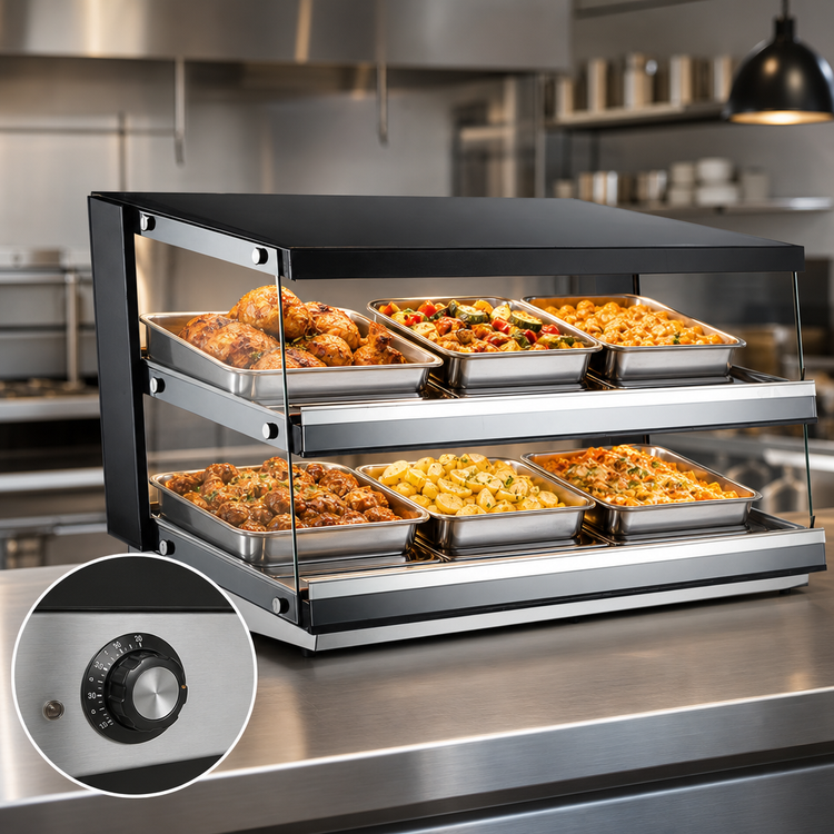 Product image #5 for Omcan Heated Pass-Through Hot Food Display Station, 43.5 Inch Countertop, 4.27 Cu. Ft., 120V