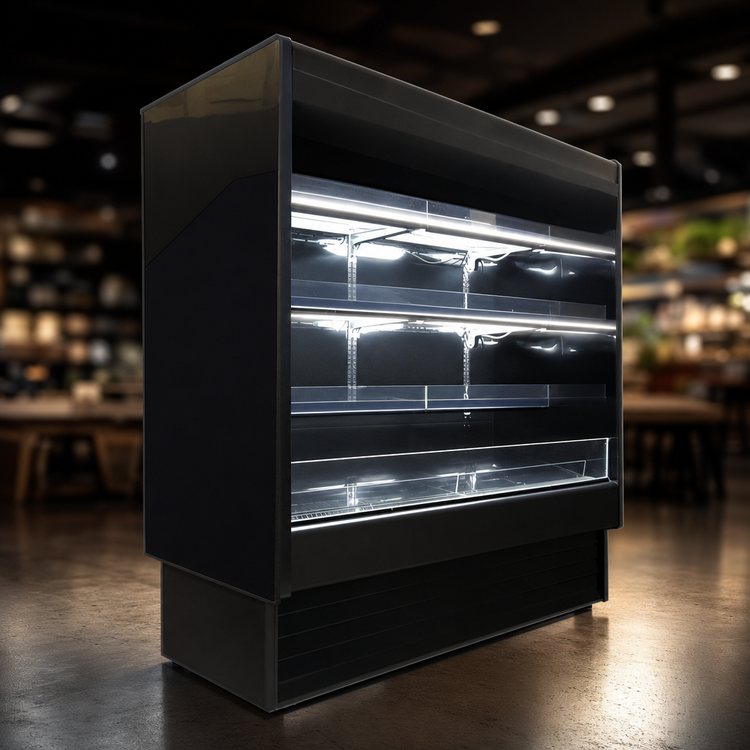 Product image #4 for Howard-McCray R-OD35E-5L-B-LED 63-Inch Black Dairy Open Merchandiser with 2 Rows of LED-Lit Shelves, Remote Refrigeration