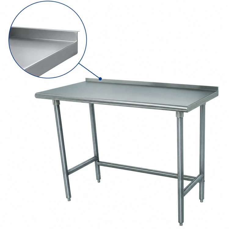 Product image #4 for Advance Tabco Special Value Series 84-Inch x 24-Inch Open Base Work Table with 1-1/2-Inch Rear Backsplash